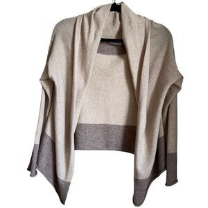 Athleta 100% Cashmere Two Tone Cocoon Cardigan Size small open front beige brown